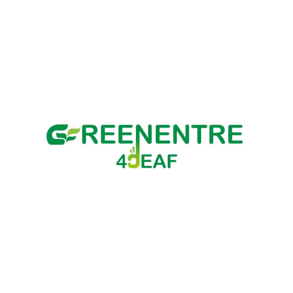 Greenentre 4deaf logo zaļā krāsā